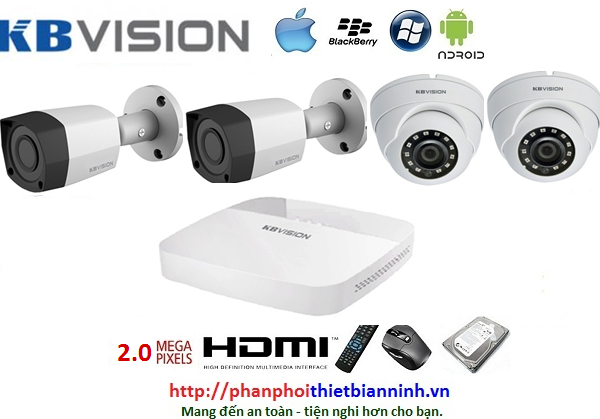 Camera Kbvision bộ  2.0MP (DVR 4CH nhựa cao cấp)