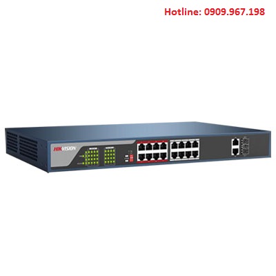 Switch PoE lớp 2, 16 cổng 100M Hikvision DS-3E0318P-E