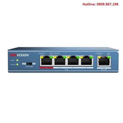 Switch PoE lớp 2, 4 cổng 100M Hikvision DS-3E0105P-E
